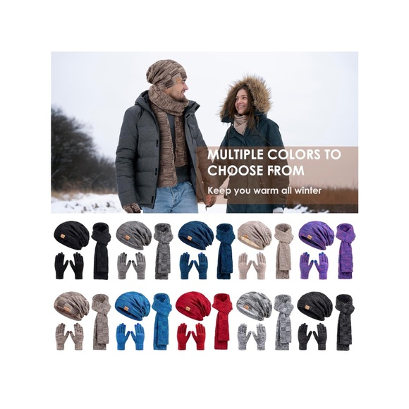 🌹🆕Red Knit Beanie, Scarf, and Touchscreen Gloves Set Christmas Gift - Picture 6 of 8